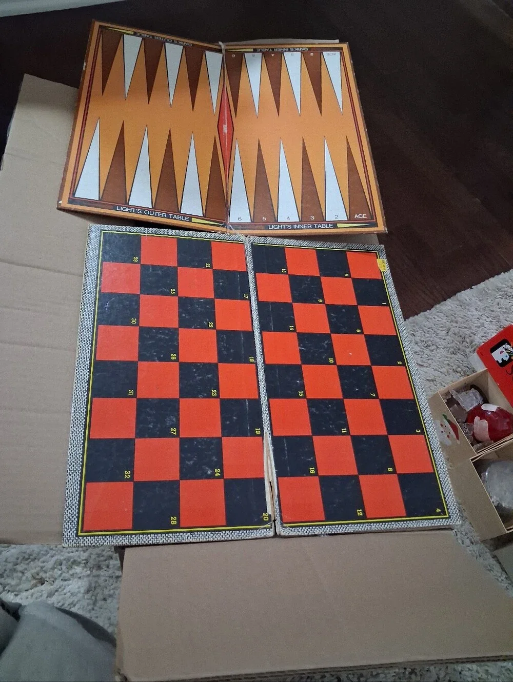 Vintage Backgammon & Checkers Game